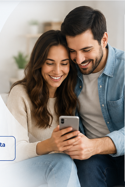 Pareja consultando un crédito personal de Dinario